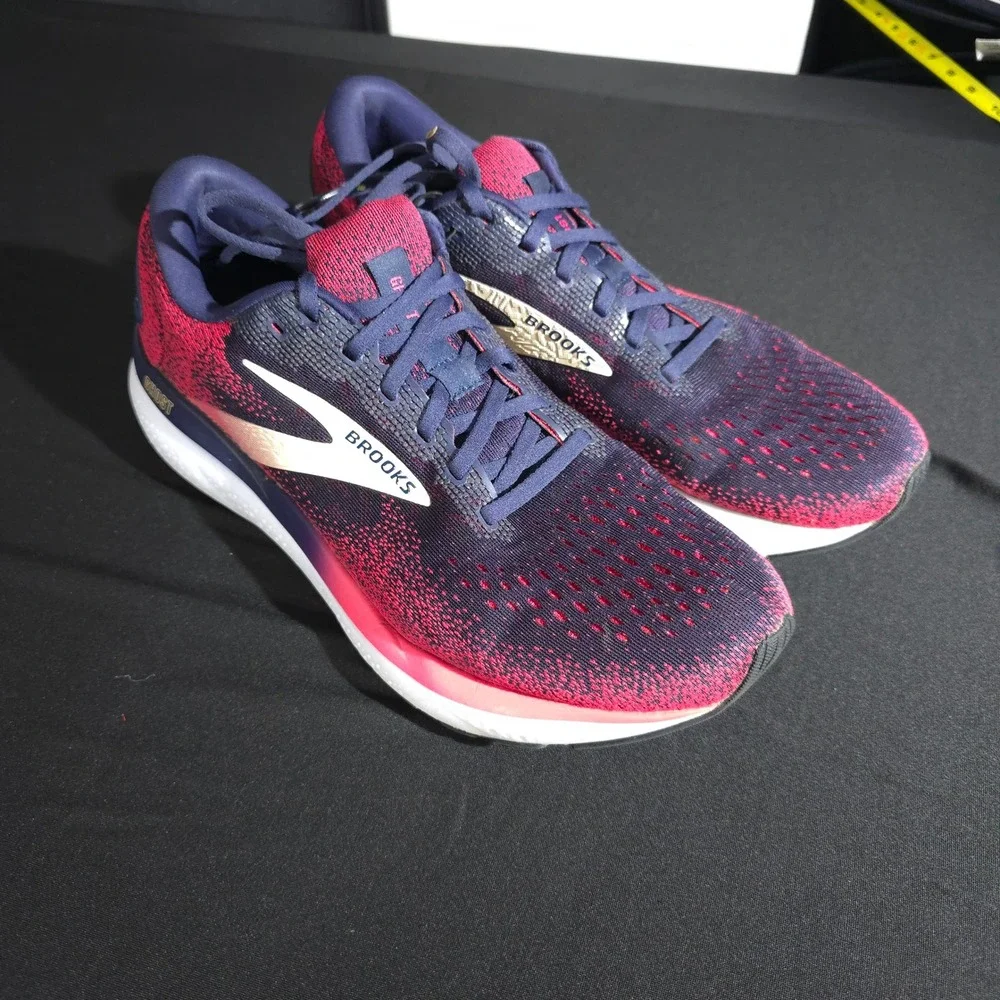 Brooks Ghost 13 Running Shoes Womens 11.5 2A Navy Pink Cushioned Road Neutral